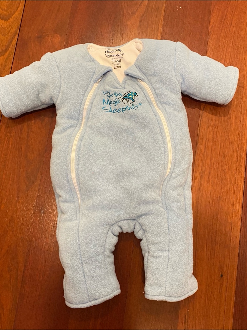 Magic Merlin Sleepsuit Cozy Light Blue Fleece Baby Sleepsuit